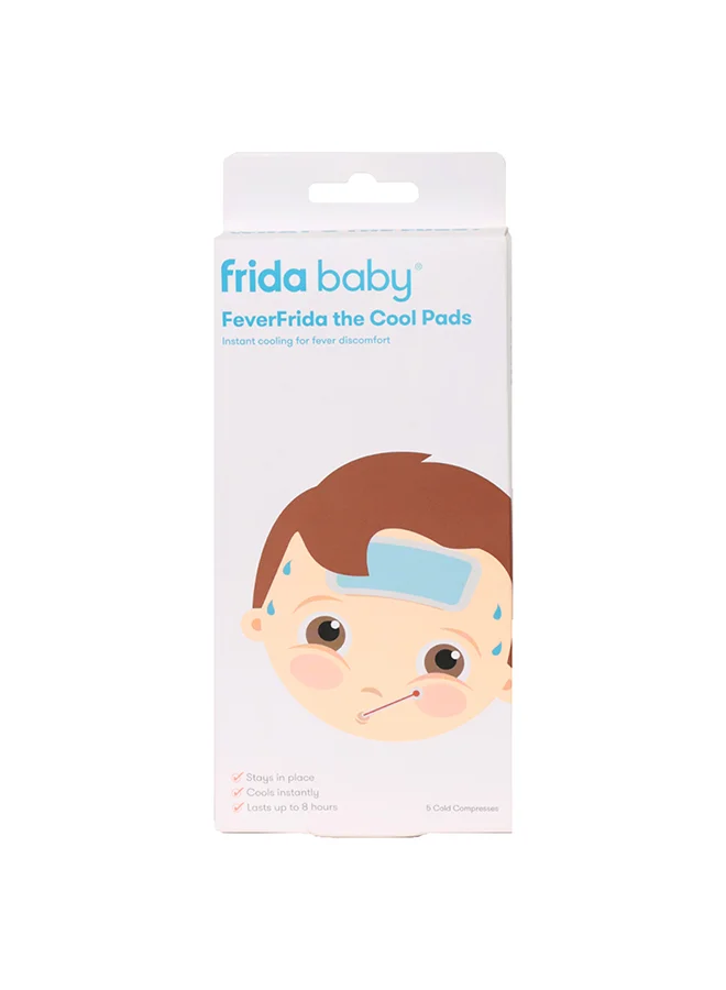 فريدا بيبي FeverFrida Cool Pads – Instant Cooling Relief for Kids’ Fever – Skin-Safe, No Refrigeration Needed, Stays in Place, Lasts Up to 8 Hours – 5 Cold Compresses
